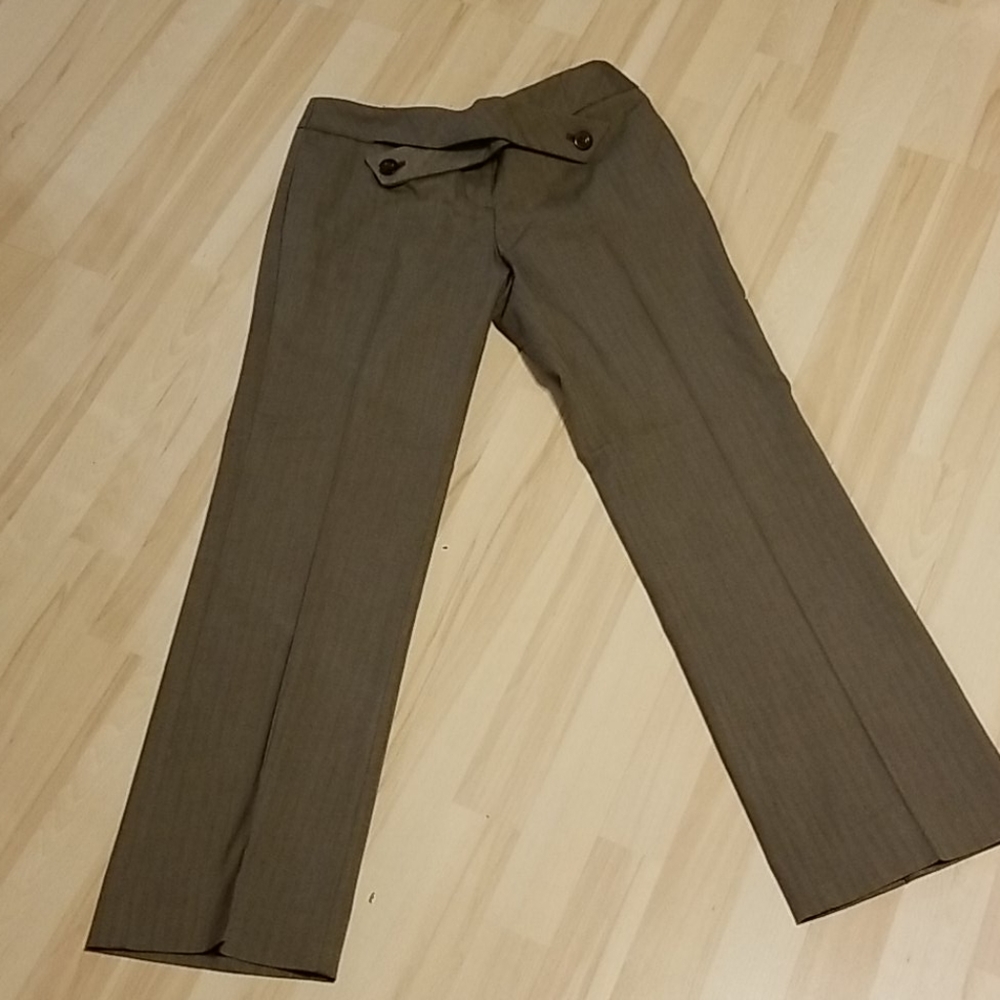 Anthropologie Olive-Taupe Straight Leg Trousers